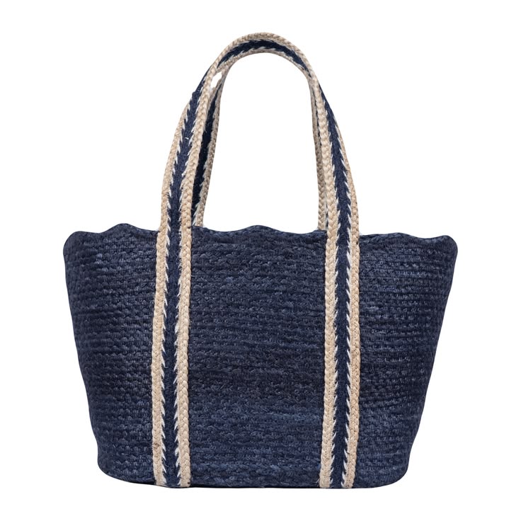 Tote Basket - Scallop Navy Large