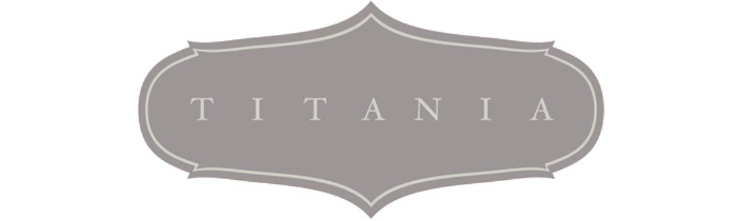 Decorative logo with 'Titania' text on a white background