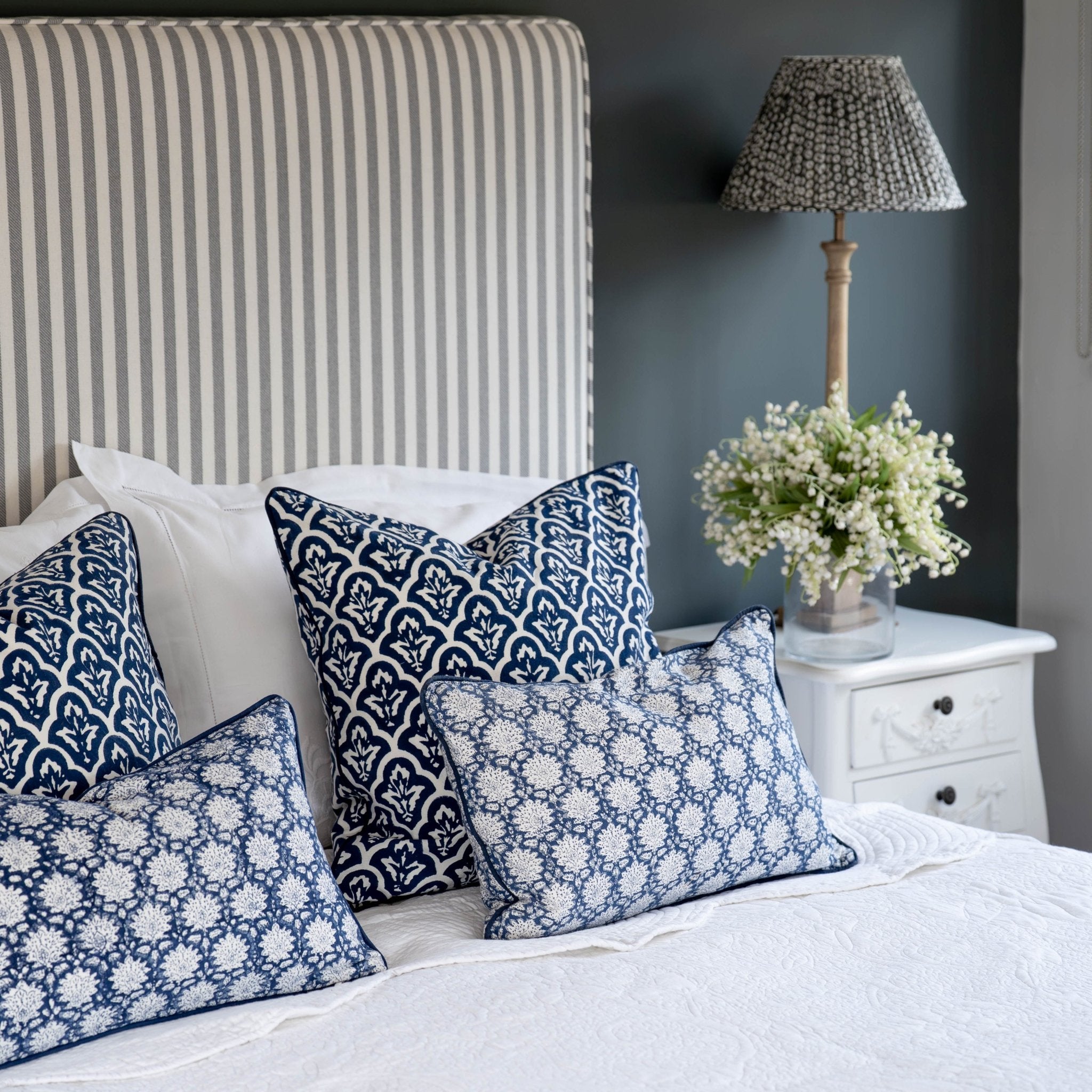 Cushion Cover – Med Blue Floral Jali - TITANIA product_type