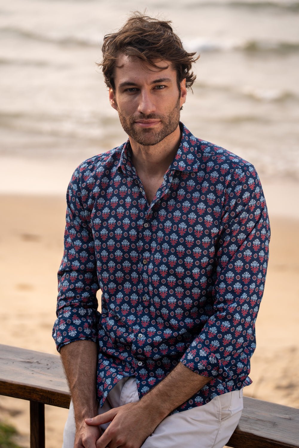 FITZROY Ajrach printed men's cotton shirt - TITANIA product_type