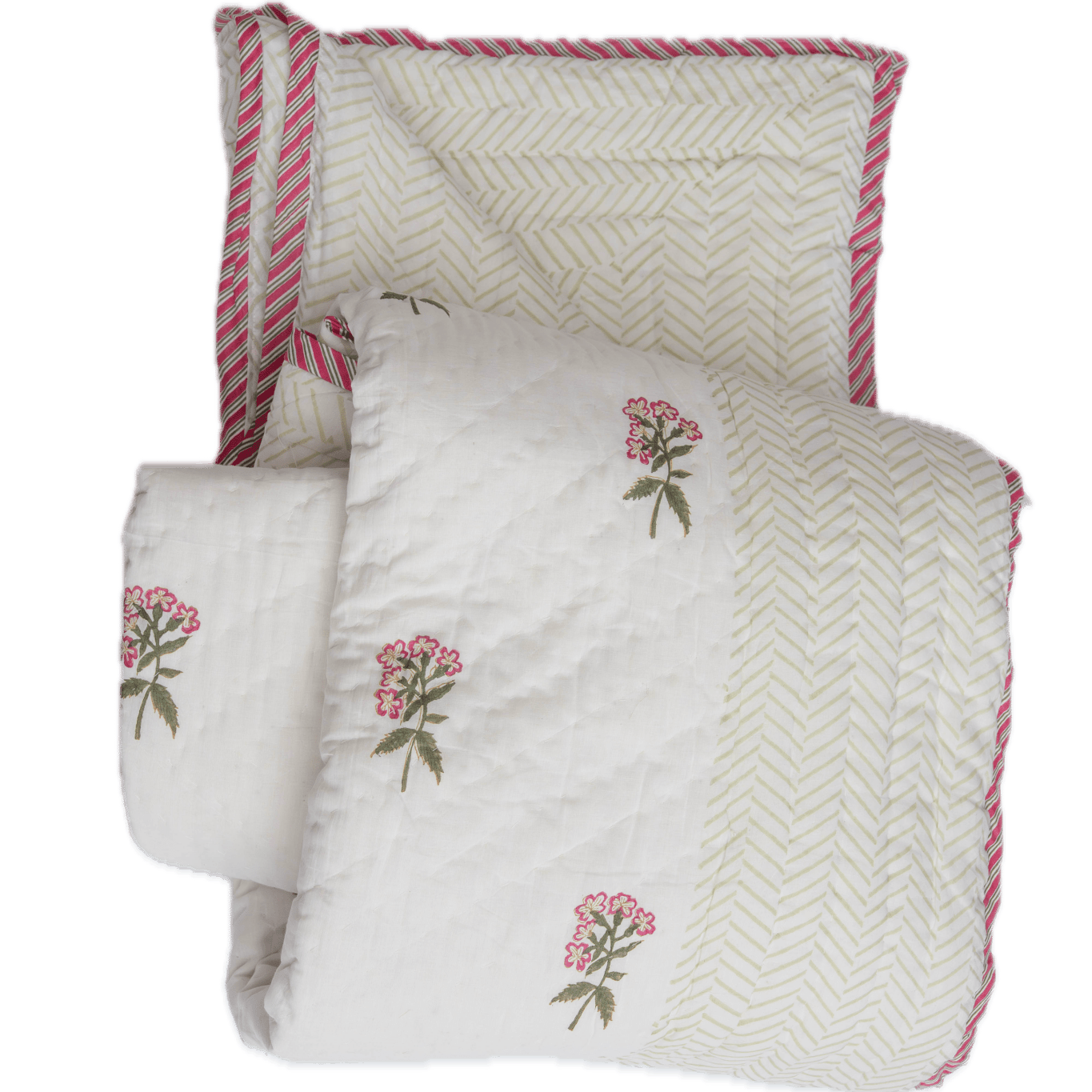 Quilt - Blockprint Spring Sprig Pair of Singles - TITANIA product_type