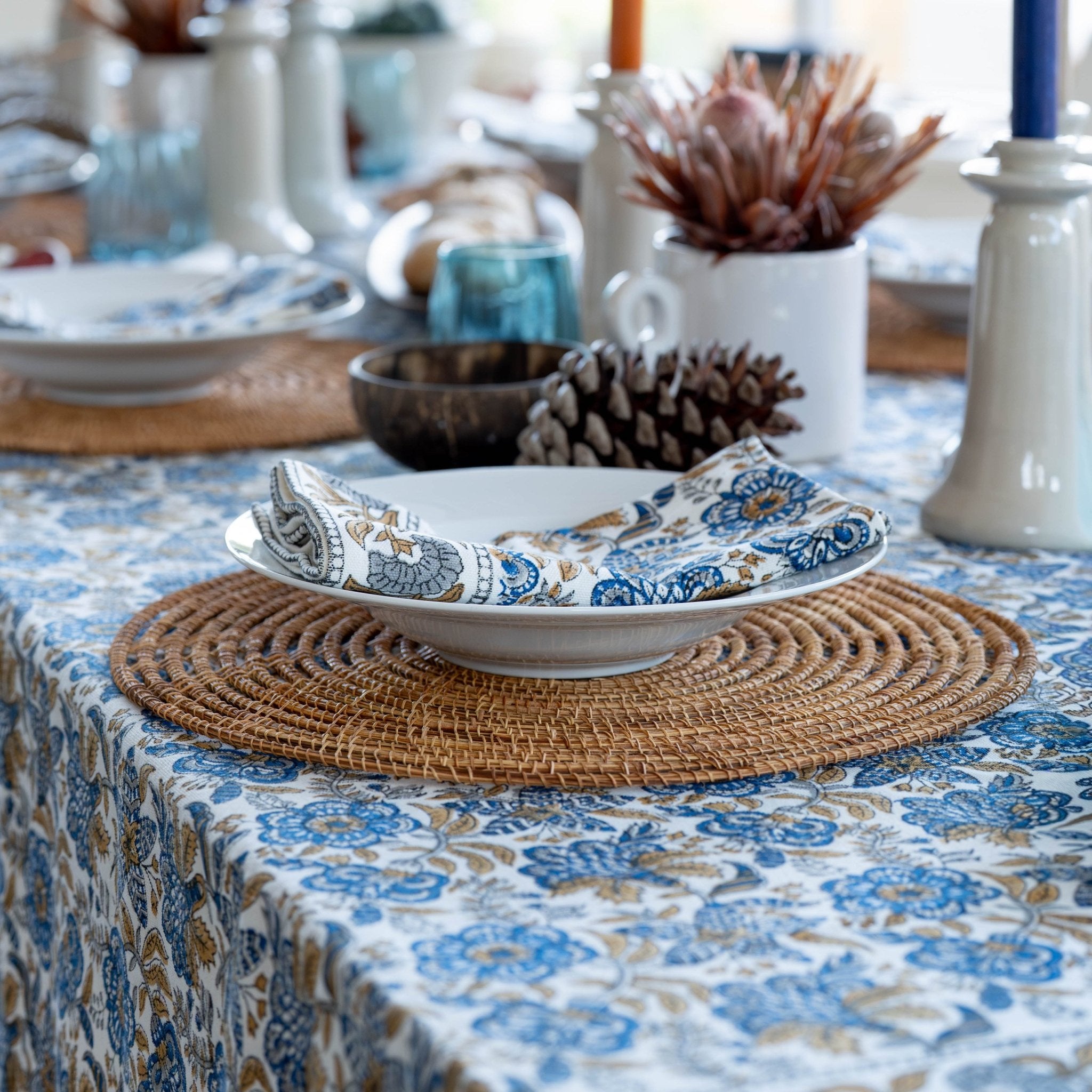 Tablecloth – Coromandel Nut Blue 170 x 270cm - TITANIA product_type