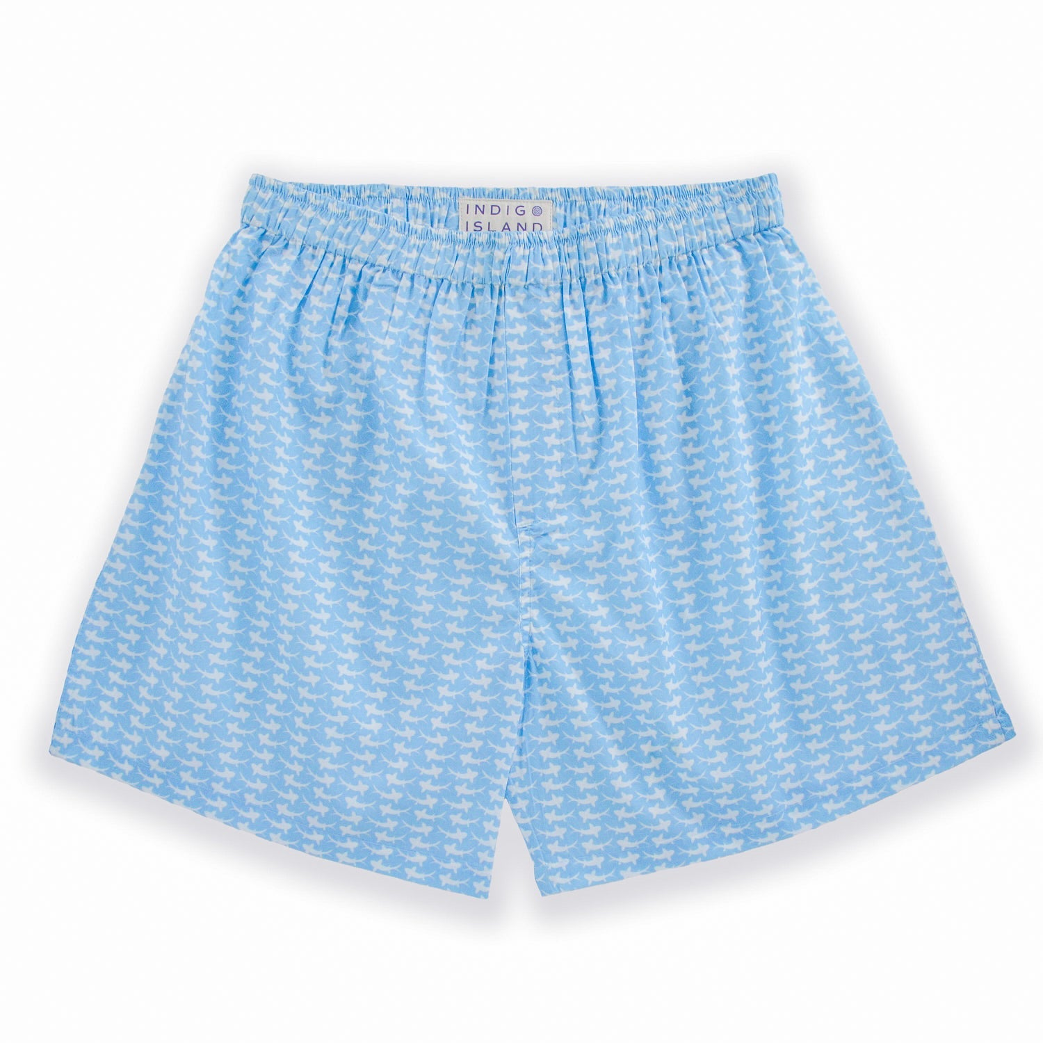 Blue boxer briefs with a subtle pattern