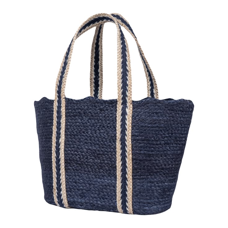 Tote Basket -  Scallop Navy Large