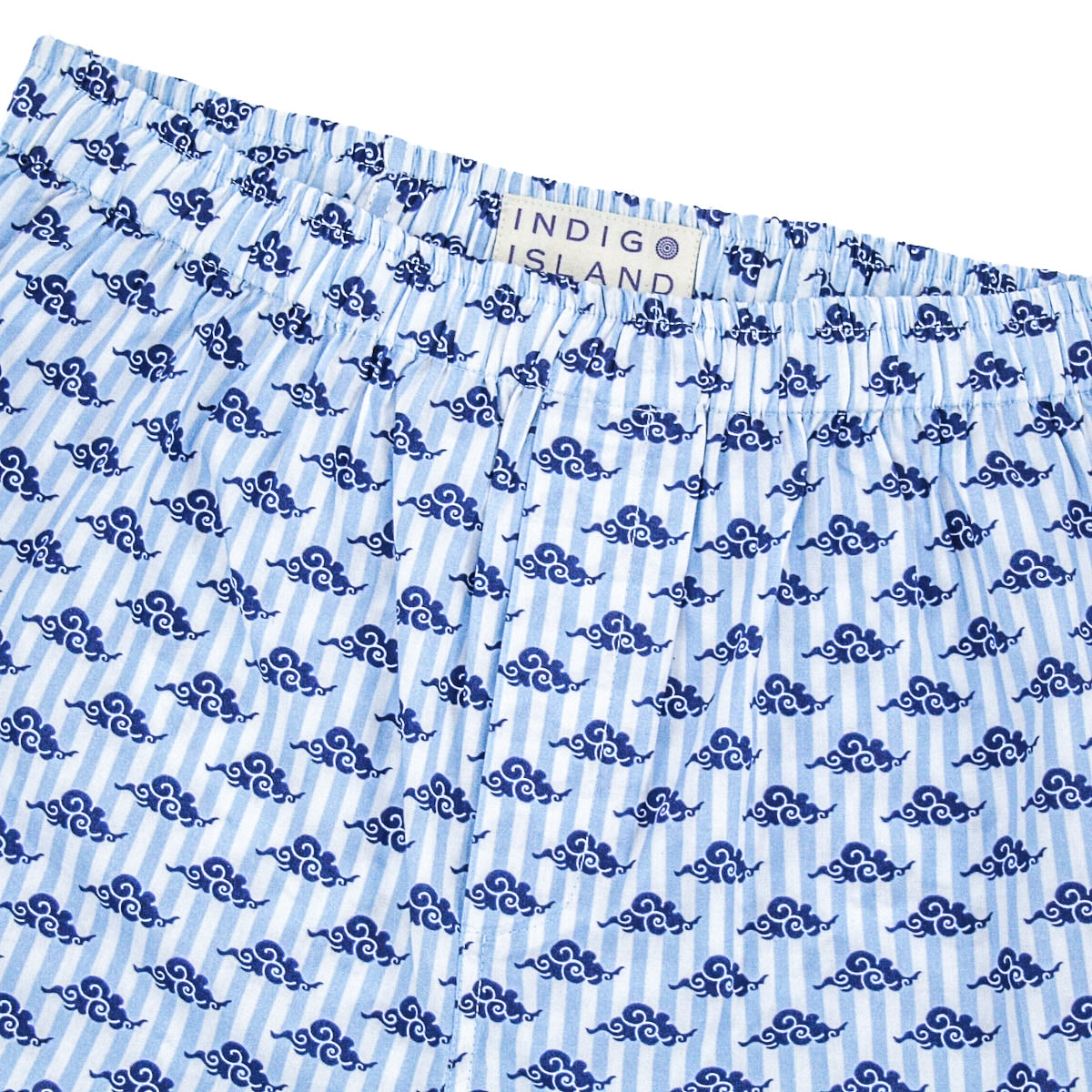Blue and white striped boxer briefs