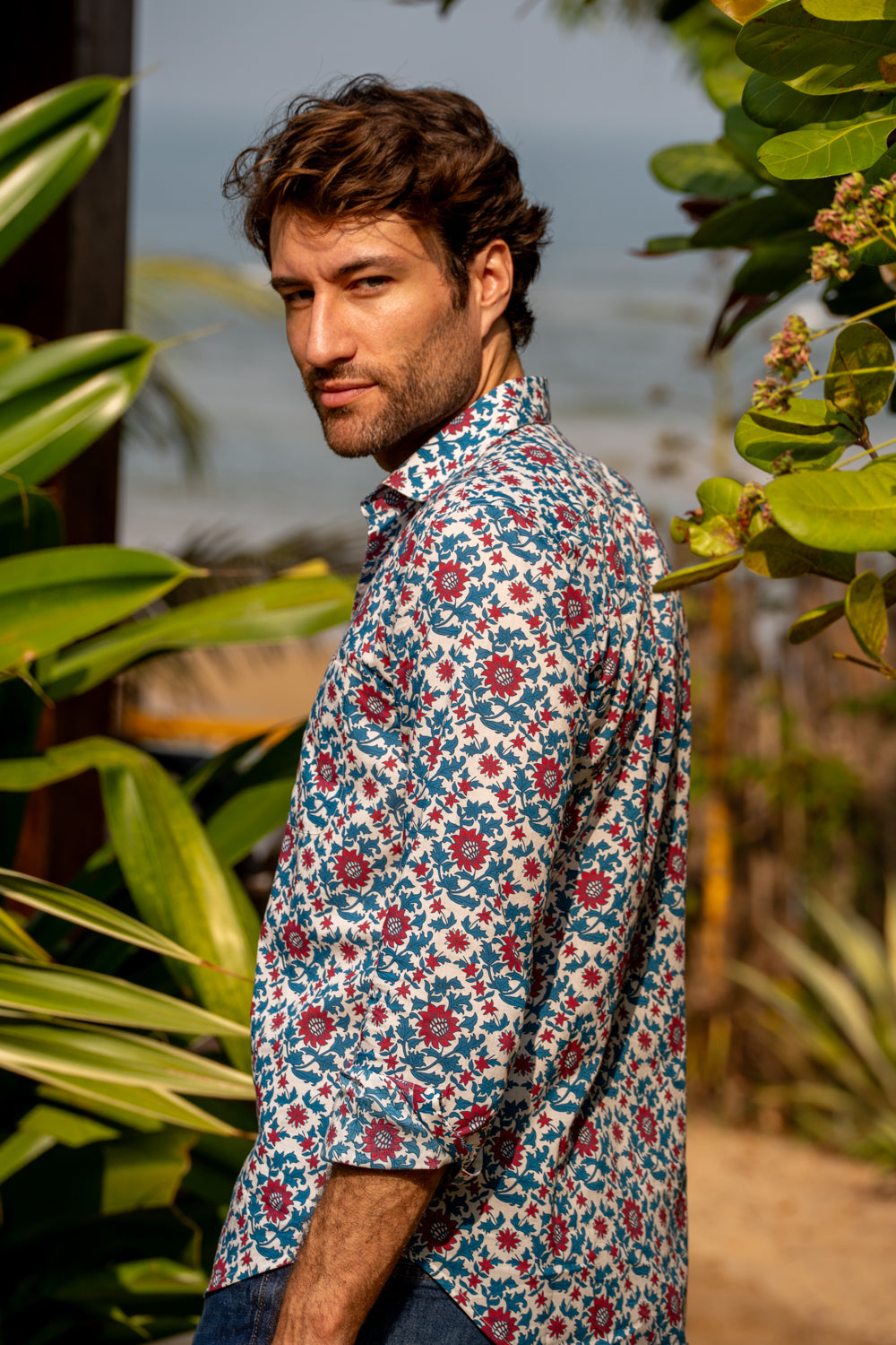 Man wearing a patterned shirt