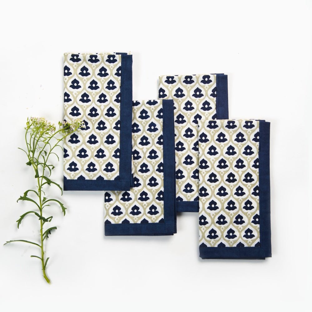 Napkins – Lotus Bud Blue Set of 4 - TITANIA product_type 