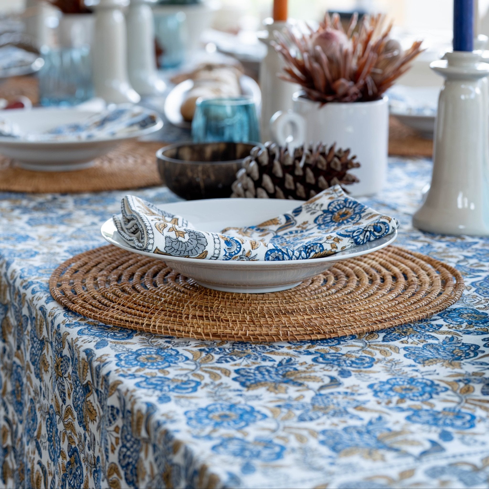Tablecloth - Coromandel Nut Blue - TITANIA product_type 
